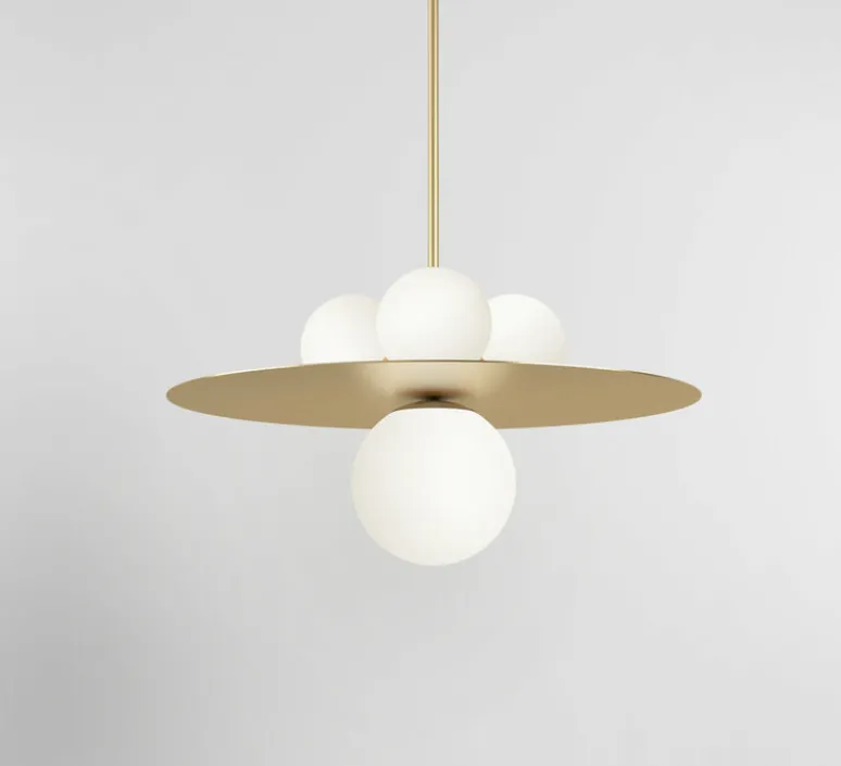 Suspension*Atelier Areti Suspension, Plate and Spheres, , L65cm, H68,5cm - laiton brossé