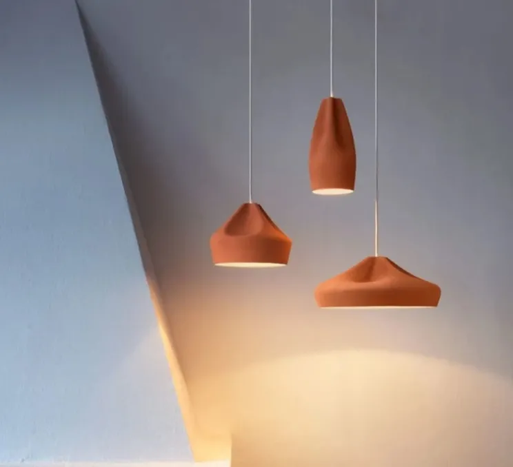 Suspension, Pleat Box 36, terracotta et blanc, Ø34cm, H16cm - Marset