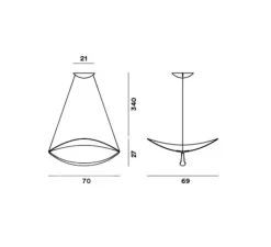 Suspension*Foscarini Suspension, Plena dimmable, , LED, 2700K, 3530lm, L70cm, H27cm - blanc