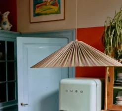 Suspension, Plissé, bambou, Ø80cm, H13cm-HKLIVING