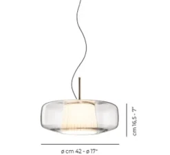Suspension*Vistosi Suspension, Plissé SP G, , LED, dim, 2700K, 1500 lm, Ø40cm, H16,5cm - cristal, bronze