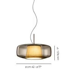 Suspension*Vistosi Suspension, Plissé SP G, , LED, dim, 2700K, 1500 lm, Ø40cm, H16,5cm - fumé, bronze