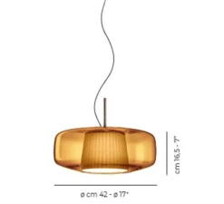 Suspension*Vistosi Suspension, Plissé SP G, , LED, dim, 2700K, 1500 lm, Ø40cm, H16,5cm - orange, bronze