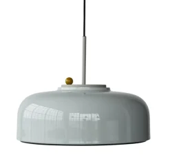 Suspension, Podgy, gris cendre et bouton interrupteur jaune, Ø42cm, H27cm - Please Wait to be Seated