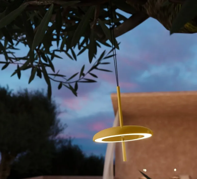 Suspension*Nexia Suspension, Porte strap, , IP43, LED, dim, 2300-2700-3000K, 500 lm, Ø16cm, H20cm - jaune miel