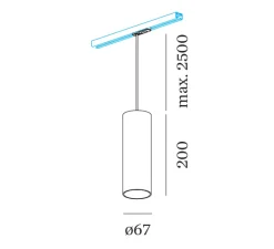 Suspension*Wever&Ducré Suspension pour rail, Ray 2.0 PAR16, , Ø6,7cm, H20cm - noir