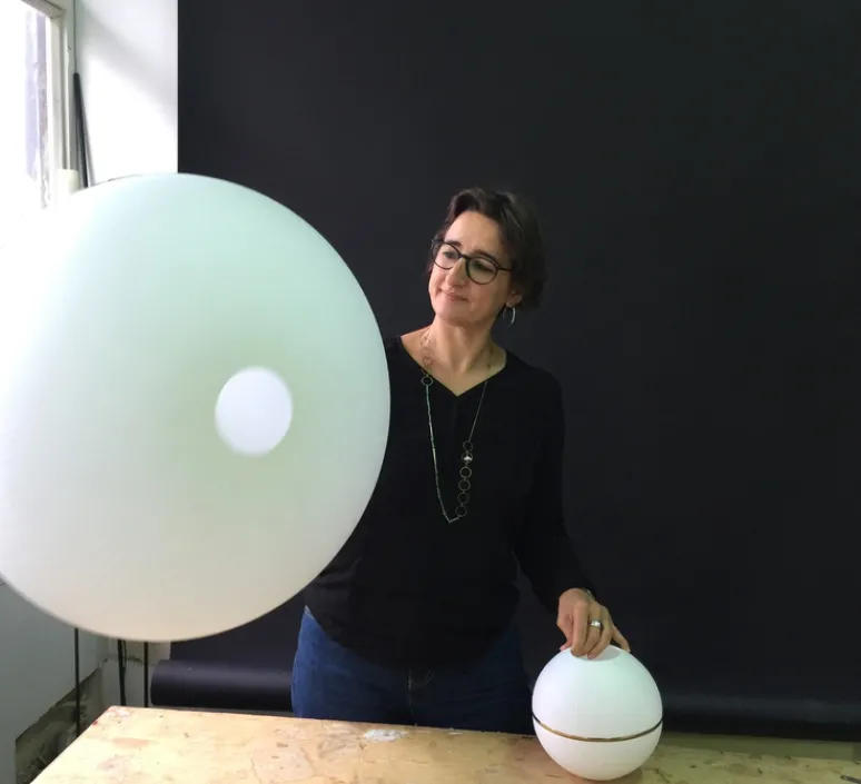 Suspension*Celine Wright Suspension, Precious XL, , Ø60cm, H39cm - blanc, laiton