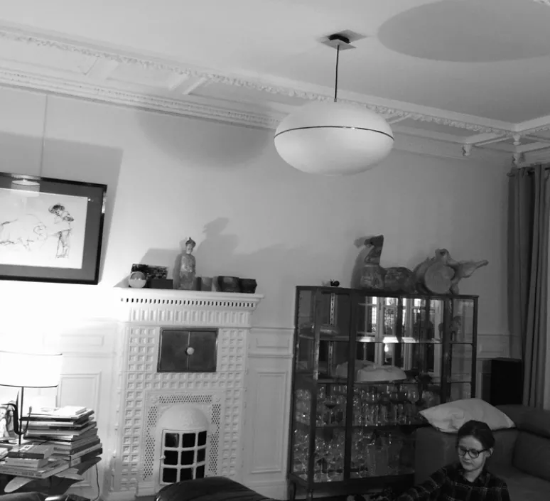 Suspension*Celine Wright Suspension, Precious XL, , Ø60cm, H39cm - blanc, laiton