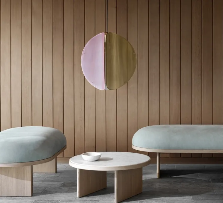 Suspension, Proxima, laiton, gris cendre, rose indien, Ø46cm, H47cm - Please Wait to be Seated