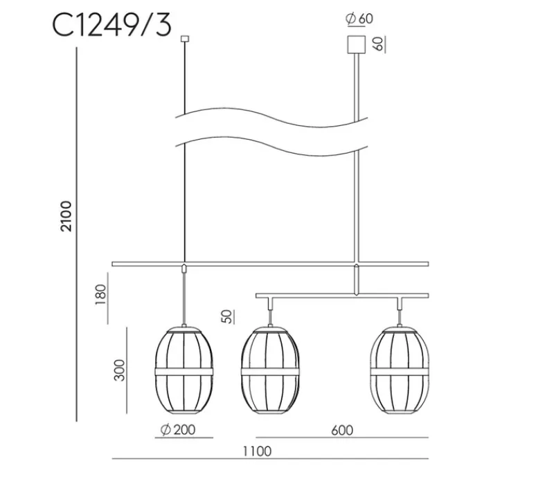 Suspension*Aromas del Campo Suspension, Pull, C1249/3, , dim., L110cm, H48cm - vieil or