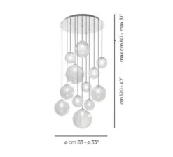 Suspension, PUPPET SP R12, cristal transparent, L83cm, H80-120cm - Vistosi