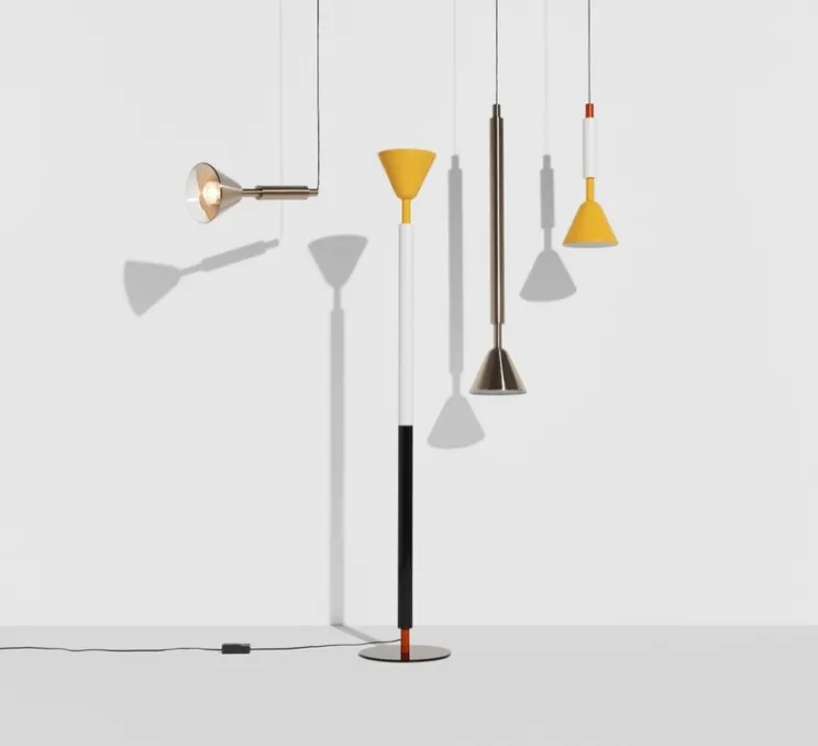 Suspension, Pyl, petite, blanc, jaune, rouge, LED, dim, 2700K, 970 lm, Ø21,6cm, H54cm - Petite Friture