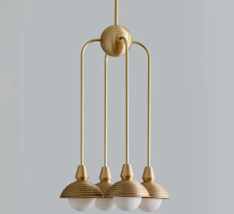 Suspension*Bert frank Suspension, Quadruple, Eos S, , Ø15,7cm, H70cm - Bert franck laiton brossé
