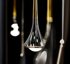 Suspension*Lodes Suspension, Rain cluster 7 pièces avec rosace, chrome & or, LED, dim, 2700K, 1280 lm, Ø40cm, H100cm - chrome & or