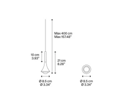 Suspension, Rain sans rosace, chrome, LED, dim, 2700K, 1280 lm, Ø8,5cm, H21cm - Lodes