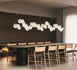 Suspension, Random, blanc givré, LED, dim, 2700K, 450 lm, L29cm, H18cm - Lodes