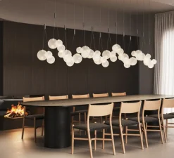 Suspension*Lodes Suspension, Random sans rosace, , LED, dim, 3000K, 480 lm, Ø29cm, H79,5cm - chrome, blanc givré