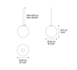 Suspension, Random solo 28 sans rosace, blanc givré, LED, dim, 3000K, 160 lm, Ø28cm, H28,7cm - Lodes