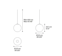 Suspension*Lodes Suspension, Random solo 23 sans rosace, , LED, dim, 3000K, 160 lm, Ø23cm, H23,7cm - chrome