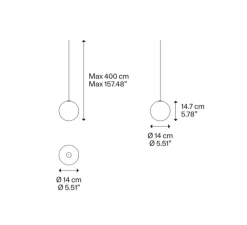 Suspension*Lodes Suspension, Random solo 14 sans rosace, , LED, dim, 3000K, 160 lm, Ø14cm, H14,7cm - blanc givré