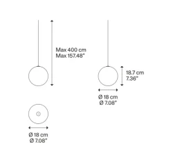 Suspension*Lodes Suspension, Random solo 18 sans rosace, , LED, dim, 3000K, 160 lm, Ø18cm, H18,7cm - transparent