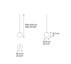 Suspension, Random solo 12sans rosace, blanc givré, LED, dim, 3000K, 160 lm, Ø12cm, H12,7cm - Lodes