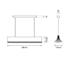 Suspension, Respiro 900, noir, 2700K, 3400lm, L90cm, H15cm - DCW éditions