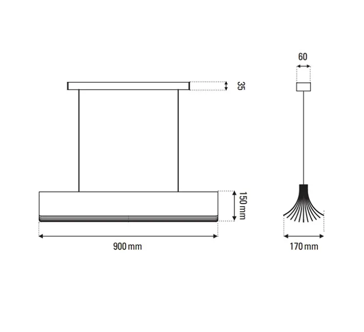 Suspension, Respiro 900, or, 2700K, 3400lm, L90cm, H15cm - DCW éditions