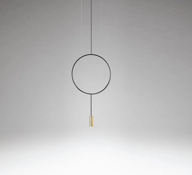 Suspension*Estiluz Suspension, Revolta T-3635S-W, , LED, dim, 2700K, 725 lm, Ø38cm, H68,9cm - noir et or satiné