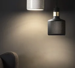 Suspension, Riddle, noir mat, laiton, Ø12cm, H19cm - Bert Frank