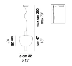 Suspension, Riflesso 3, transparent, laiton, LED, dim, 2700k, 1500 lm, Ø32cm, H47cm - Vistosi