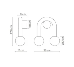 Suspension*Robin Suspension, Rigoberta duo super curved, vert trafic, bleu outremer, L49,5cm, H42cm - vert trafic et bleu outremer