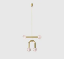 Suspension*Robin Suspension, Rigoberta duo super curved, or, L49,5cm, H22cm - vert trafic et bleu outremer