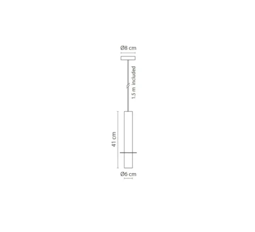 Suspension, Rita , béton, noir mat, Ø6cm, H41cm - Robin - Nedgis Lighting