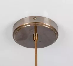 Suspension, Rivale, rouge fer, laiton antique, globe opalin, Ø21cm, H8,5cm - Mullan Lighting