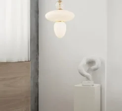 Suspension, Rizzatto 43, laiton satiné, opal, Ø40cm, H62,6cm - Nuura