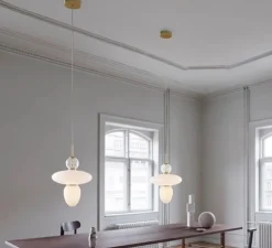 Suspension, Rizzatto 43, laiton satiné, opal, Ø40cm, H62,6cm - Nuura