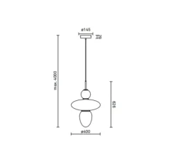 Suspension, Rizzatto 43, laiton satiné, opal, Ø40cm, H62,6cm - Nuura