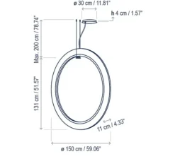 Suspension*Bover Suspension, Roda S/150/V, , LED, dim, 2700K, 2910 lm, L150cm, H150cm - blanc