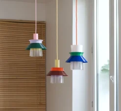 Suspension, Romi, jaune, orange, marron, lila, Ø20cm, H22cm - Warren & Laetitia