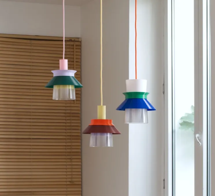 Suspension, Romi, rose, vert, jaune, Ø20cm, H22cm - Warren & Laetitia