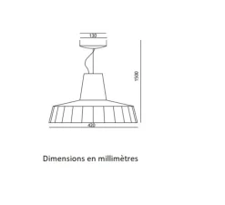 Suspension, Rossi 1091/42, Melon, blanc, Ø42cm, H150cm - Toscot