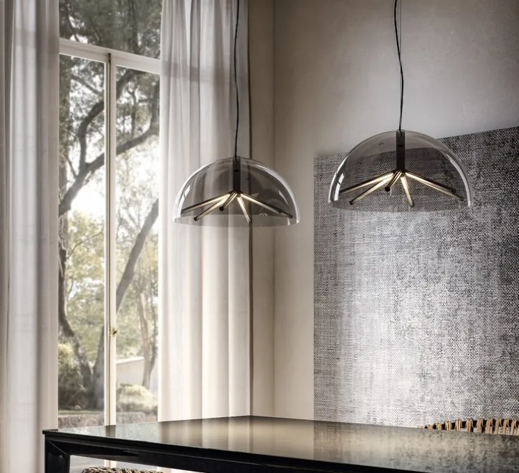 Suspension, Runa, bronze mat, gris fumé, LED, dim, DALI, 2700K, Ø45cm, H23cm-Penta