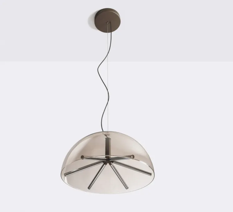 Suspension, Runa, bronze mat, gris fumé, LED, dim, DALI, 2700K, Ø45cm, H23cm-Penta