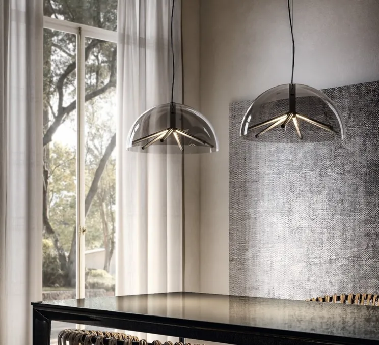 Suspension, Runa, bronze mat, gris fumé, LED, dim, 0-10V, 2700K, Ø45cm, H23cm-Penta