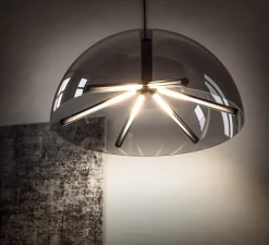 Suspension, Runa, bronze mat, gris fumé, LED, dim, 0-10V, 2700K, Ø45cm, H23cm-Penta