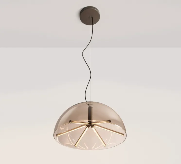 Suspension, Runa, bronze mat, gris fumé, LED, dim, 0-10V, 2700K, Ø45cm, H23cm-Penta