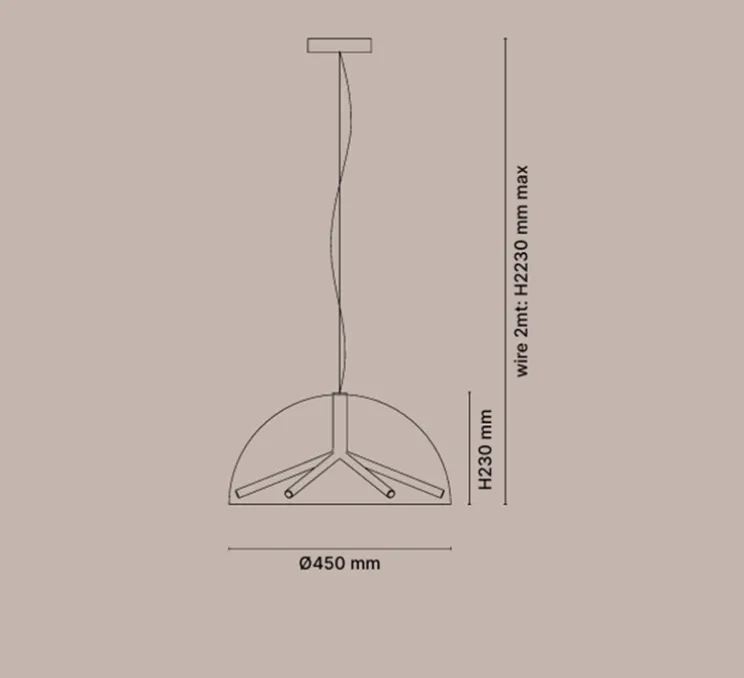 Suspension, Runa, bronze mat, gris fumé, LED, dim, 0-10V, 2700K, Ø45cm, H23cm-Penta