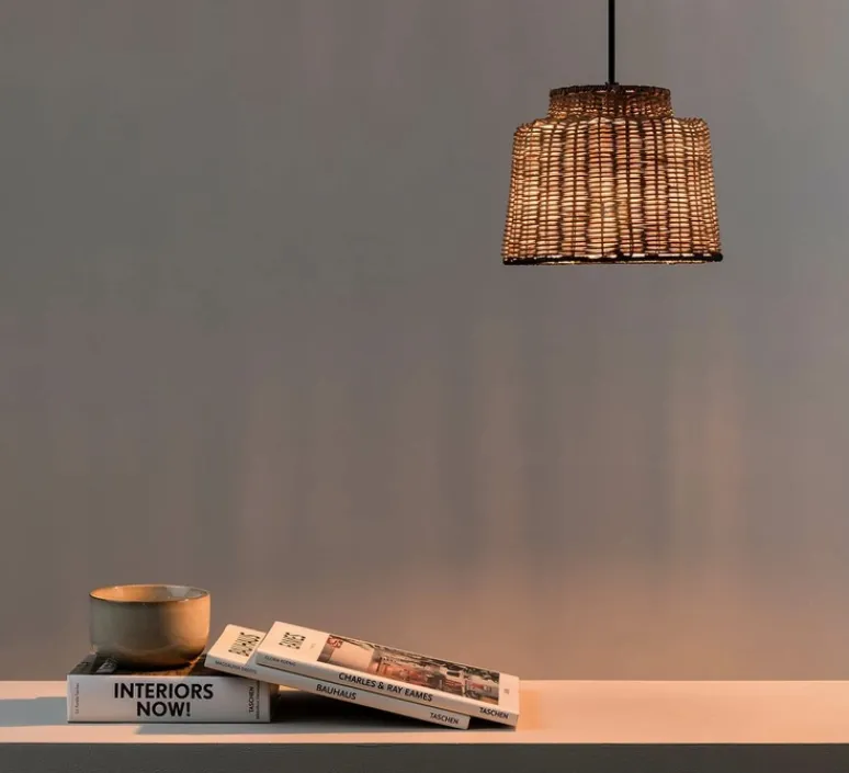 Suspension*Faro Suspension, Saipan, noir, , Ø22,5cm, H17cm - rotin