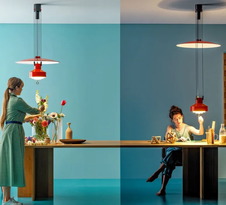 Suspension*Stilnovo Suspension, Saliscendi , , Ø63cm, H129cm - rouge